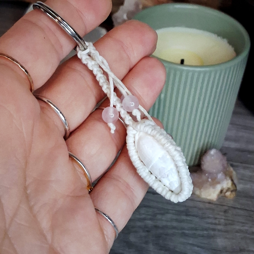 Handcrafted White Macramé Key Holder